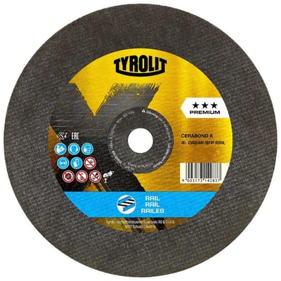 Tyrolit Cerabond X Rail Cutting Disc plan - 25.4mm, steel