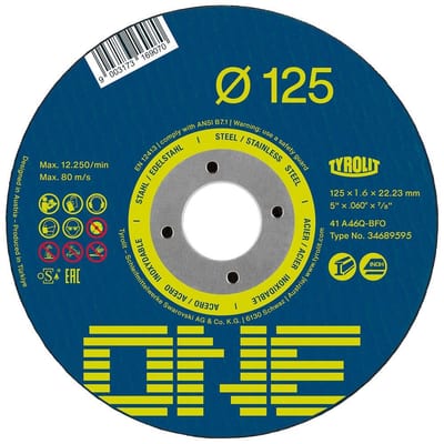 Tyrolit ONE Cutting Disc plan - 22.23mm, Stainless steel
