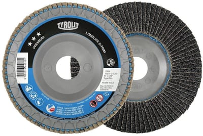 Tyrolit Premium Longlife C-Trim Flap Disc plan - 22.23mm, 125mm, 40, steel, Stainless steel, Zirconia