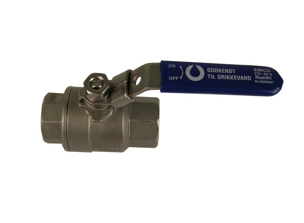Unico Ball Valve with handle coupling/coupling - Normal, L-handle, acid-resistant, 1 1/4", 1 1/4"
