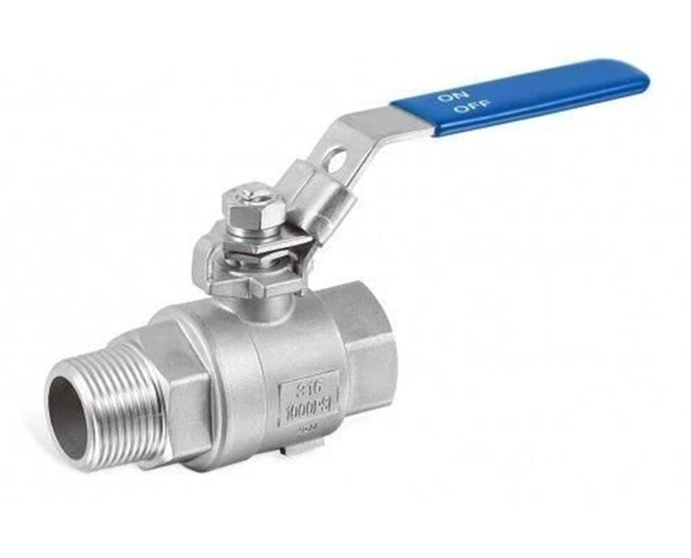 Unico Ball Valve with handle male/female - Normal, L-shape, AISI316, 1 1/2", 1 1/2"