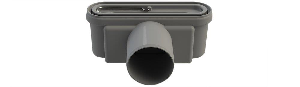 Unidrain Outlet Housing - 218mm, 140mm, grey, Horizontal, 75mm, 86mm