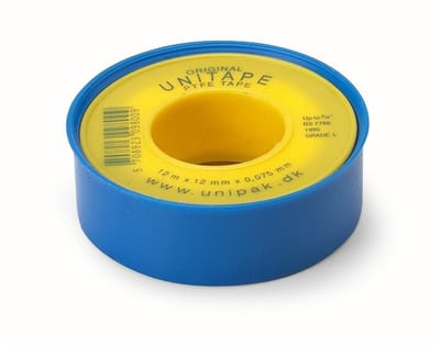 Unipak Unitape PTFE Thread Sealing Tape, 12 mm x 12 m x 0.075 mm