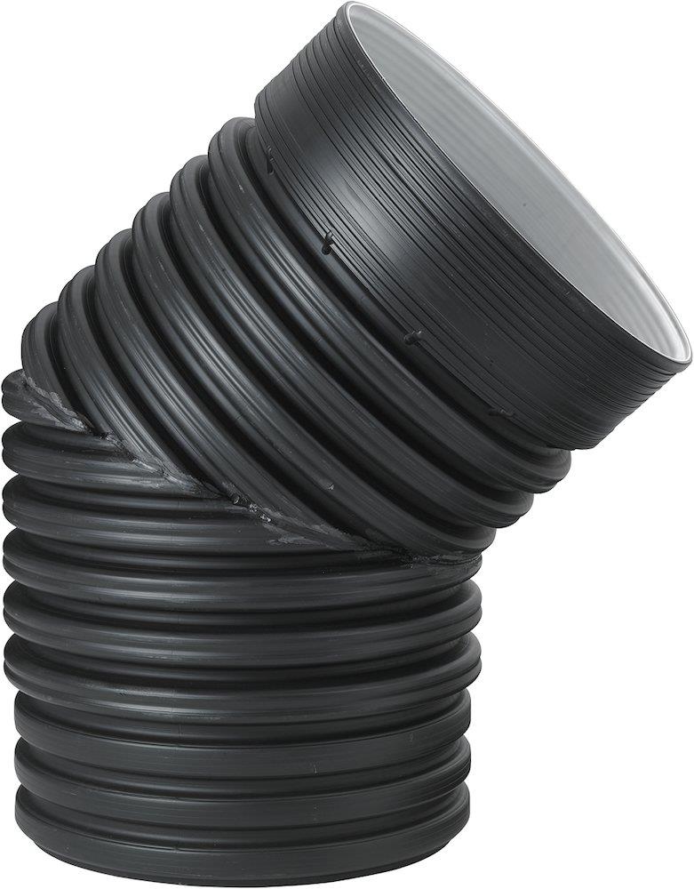 Uponor IQ Bend with 2 sockets and sealing rings. PP black - 1154mm, 90°