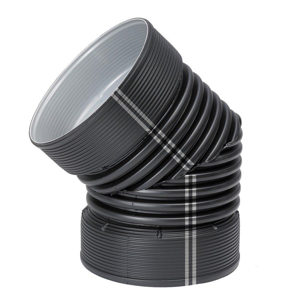 Uponor IQ Bend with 2 sockets and sealing rings PP black - 684mm, 30°