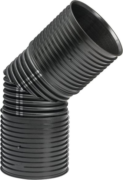 Uponor IQ Bend with 2 sockets and seals PP black - 225mm, 45°