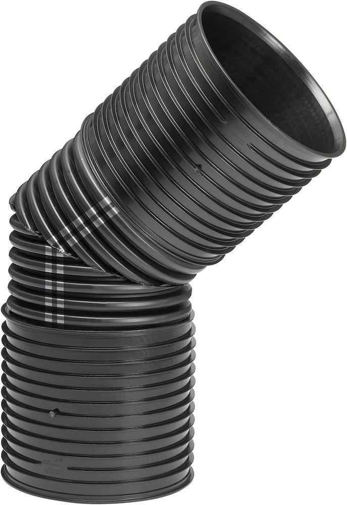 Uponor IQ Bend with 2 sockets and seals PP black - 338mm, 45°