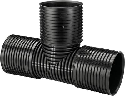 Uponor IQ Branch pipe with 3 sockets and seal rings PP black - 338mm, 300mm, 90°
