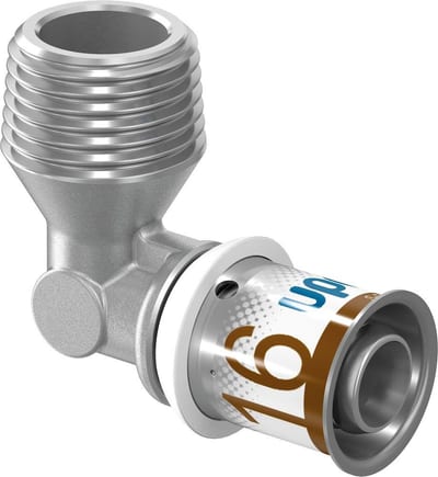 Uponor S-Press PLUS Press Angle - 16mm, 1/2", Nipple, 90°, coupling