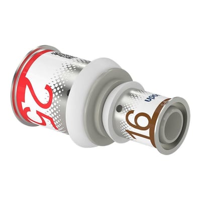 Uponor S-press Straight Reducer Fitting, 25 mm to 16 mm
