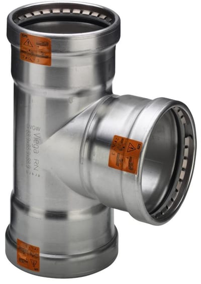Viega Sanpress Inox T-Piece - 88.9mm, 88.9mm, 54mm, 3PCS