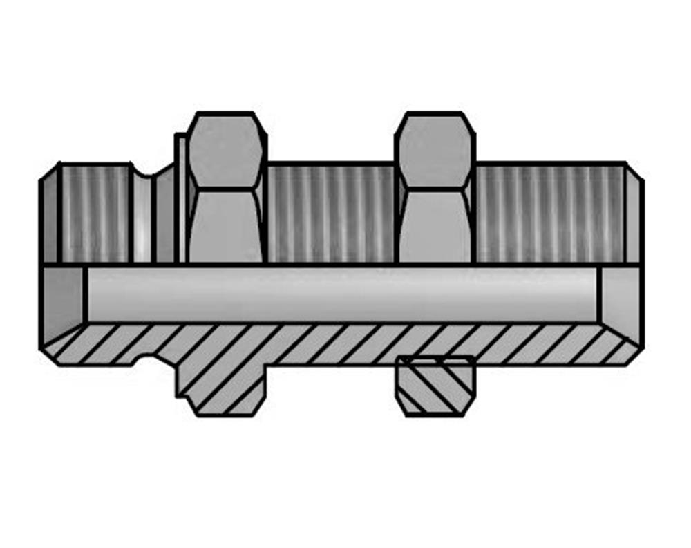 Vitillo ANGG Bulkhead fitting with locknut steel zinc/nickel BSPP nipple - 3/4", 3/4"