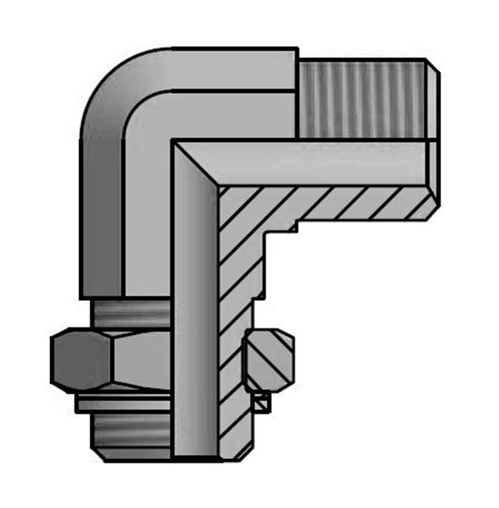 Vitillo LMG Block angle steel zinc/nickel BSPP nipple/nipple - 3/8", 3/8", 90°