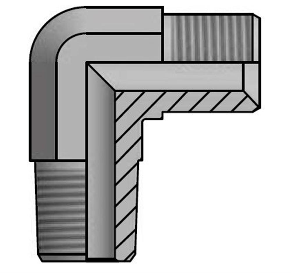 Vitillo LMGK Block angle steel zinc/nickel BSPP/BSPT nipple/nipple - 3/8", 3/8", 90°