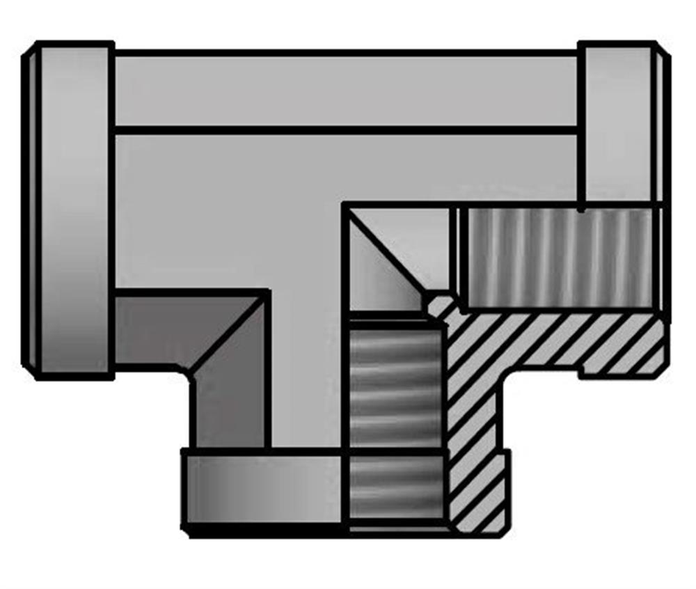 Vitillo TFFG T-Piece steel zinc/nickel BSPP 3 x coupling - 1/8", 1/8", 1/8"