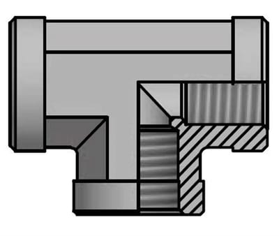 Vitillo TFFG T-Piece steel zinc/nickel BSPP 3 x coupling - 1/8", 1/8", 1/8"