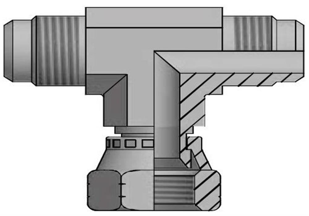 Vitillo TMJ Tee Fitting adjustable steel zinc/nickel JIC - 25mm, 170bar 8057461759253