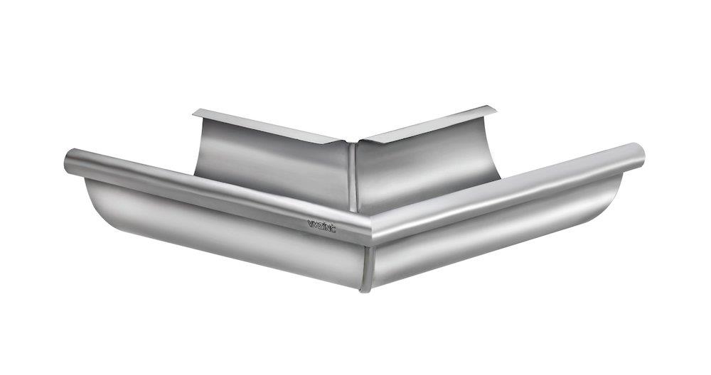 VMZINC Mitered Folded 1/2 round bright external - 333mm, 12", Zinc, 90°