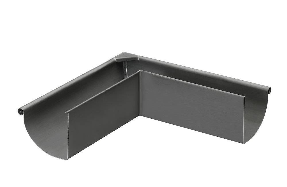 VMZINC Mitered Soldered 1/4 round quartz external - 333mm, 12", Zinc, 90°