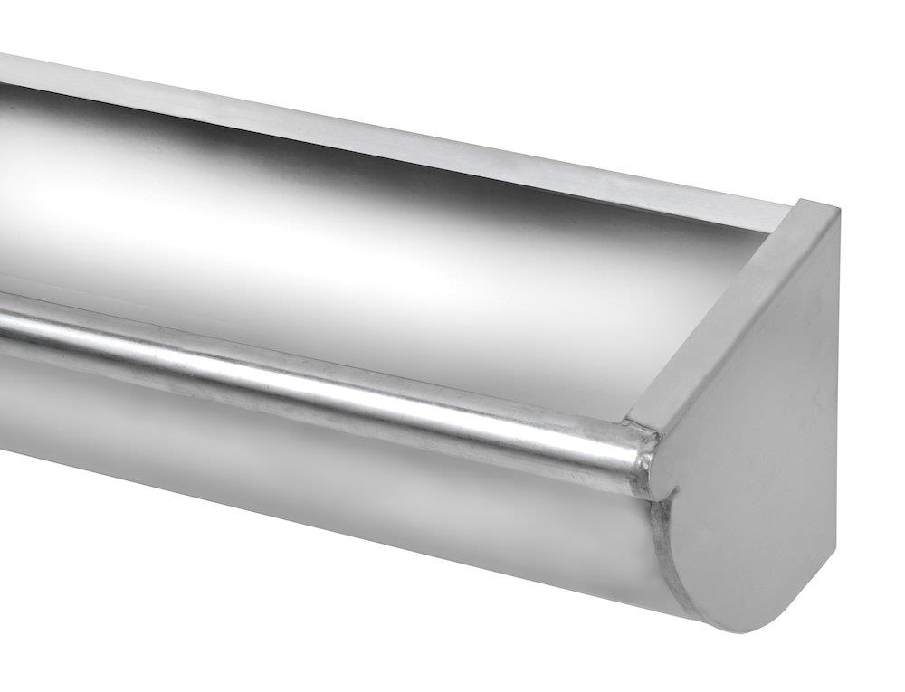VMZINC Natural Glue End Cap right 1/4 round bright - 333mm, 12", Titanium zinc