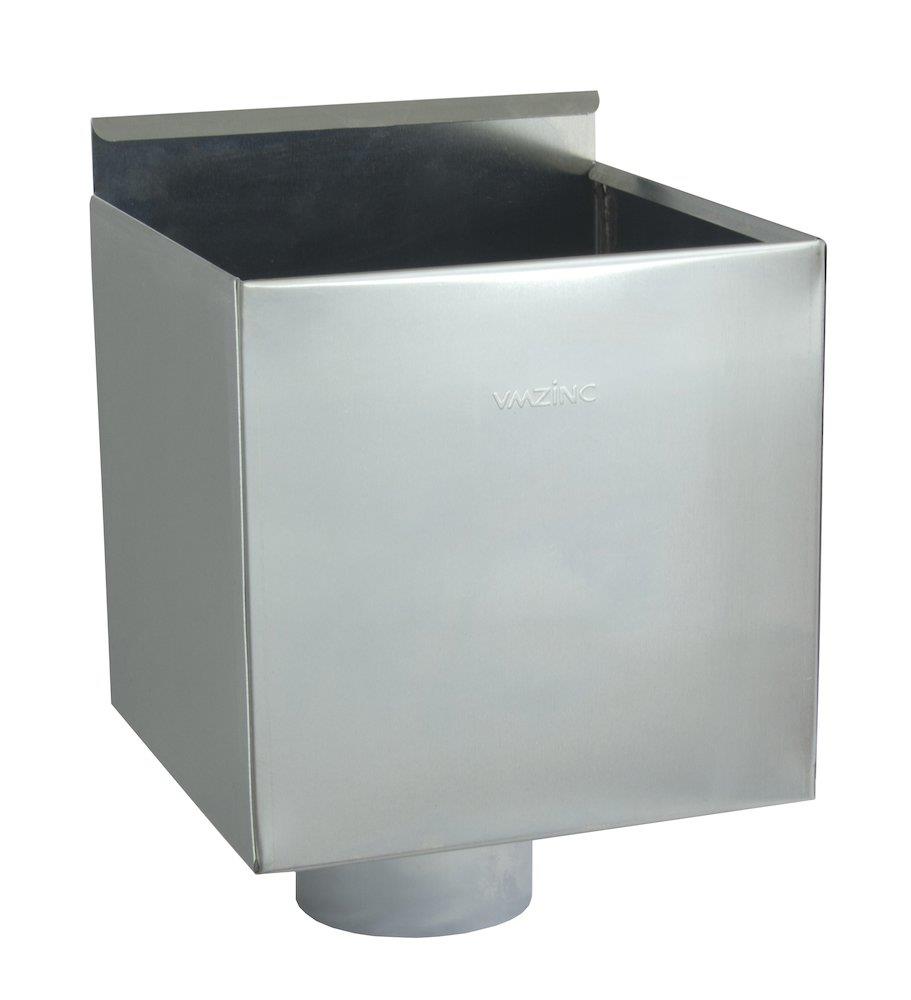 VMZINC Water Collector Box square bright - 76mm, 220mm, 220mm, Zinc