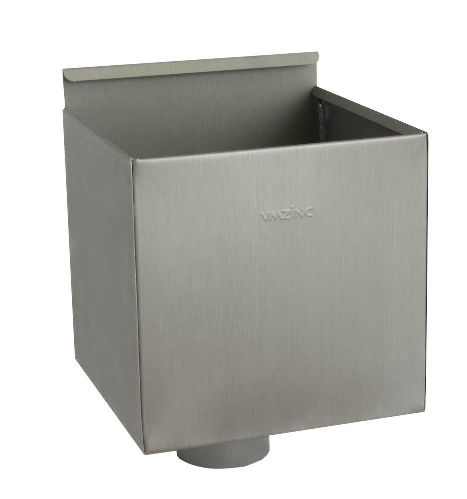 VMZINC Water Collector Box square quartz - 76mm, 220mm, 220mm, Zinc