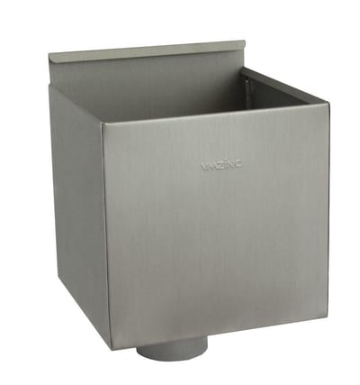 VMZINC Water Collector Box square quartz - 76mm, 220mm, 220mm, Zinc