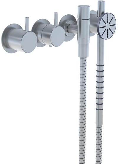 Vola Thermostatic Faucet with hand shower - Yes, 2 handles, steel