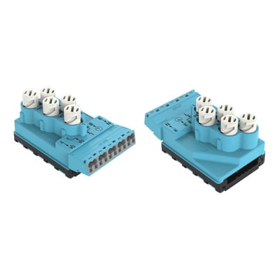 Supply module; 5 x 2.5 mm²; 5-Pole; Cod. I; with strain relief housing; 4,00 mm²; blue