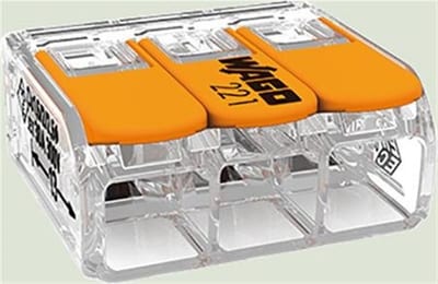 Wago 221-613 Spring Terminal Sleeve - 3P, Clear, 0,5 - 6 mm²