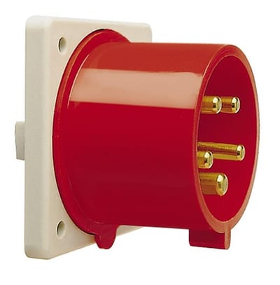 Walther CEE Panel Inlet - 5P, 32A, 380V, H6, red, Straight, 80 x 80mm