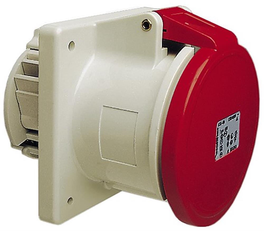 Walther CEE Panel Outlet - 5P, 63A, 380V, H6, red, Straight, 107 x 100mm