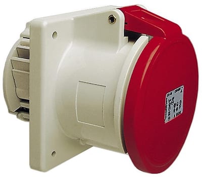 Walther CEE Panel Outlet - 5P, 63A, 380V, H6, red, Straight, 107 x 100mm