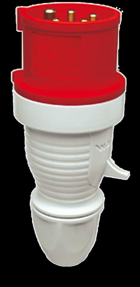 Walther CEE Plug - 4P, 32A, 380V, H6, red