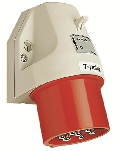 Walther CEE Wall Inlet - 7P, 16A, 380V, H6, red