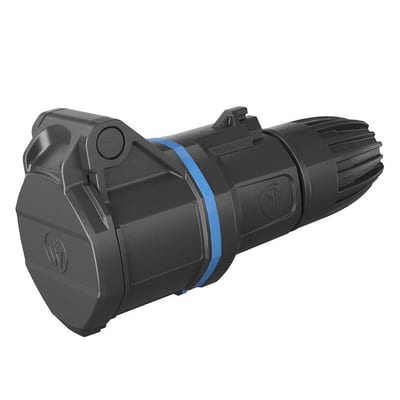 Walther NEO Classic CEE Extension Connector with screw terminals - 3P, 16A, 230V, H6, blue