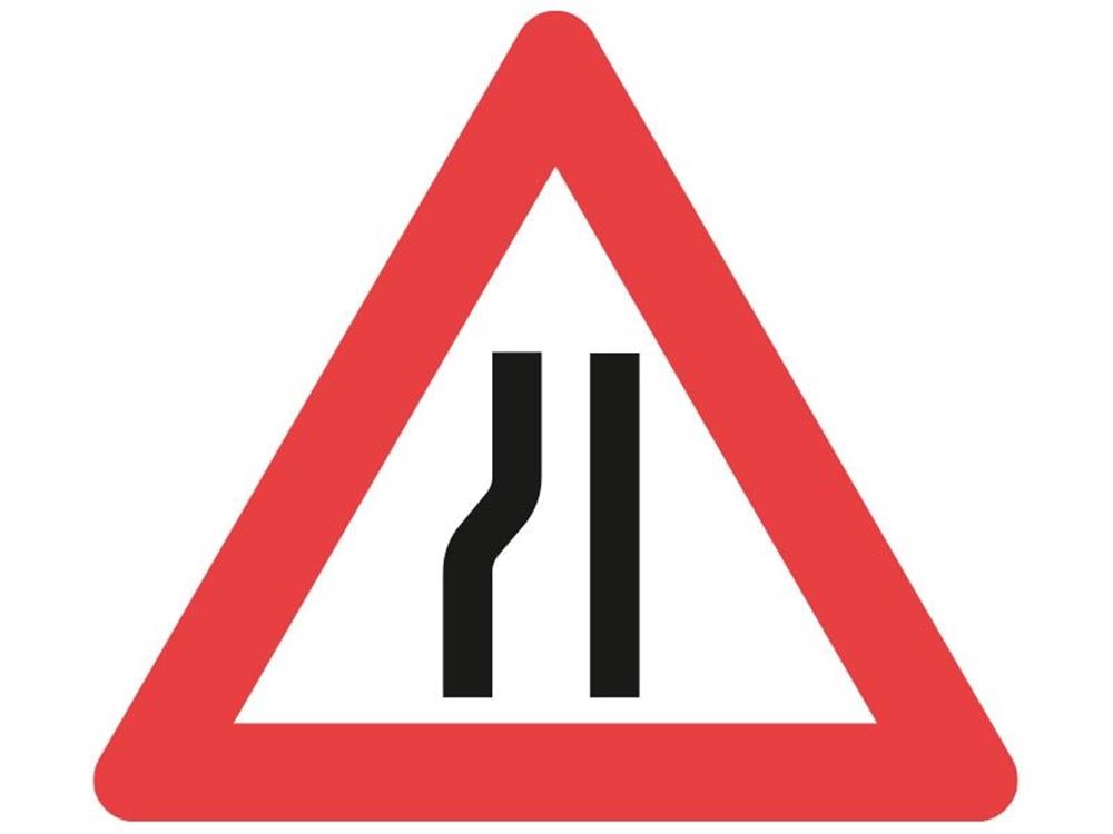Warning Sign Narrow Left Lane A43.2 - 70cm, 70cm