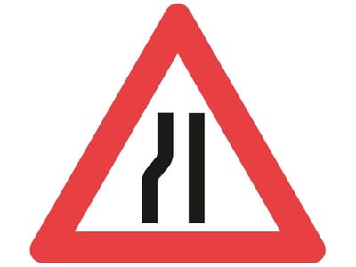 Warning Sign Narrow Left Lane A43.2 - 70cm, 70cm