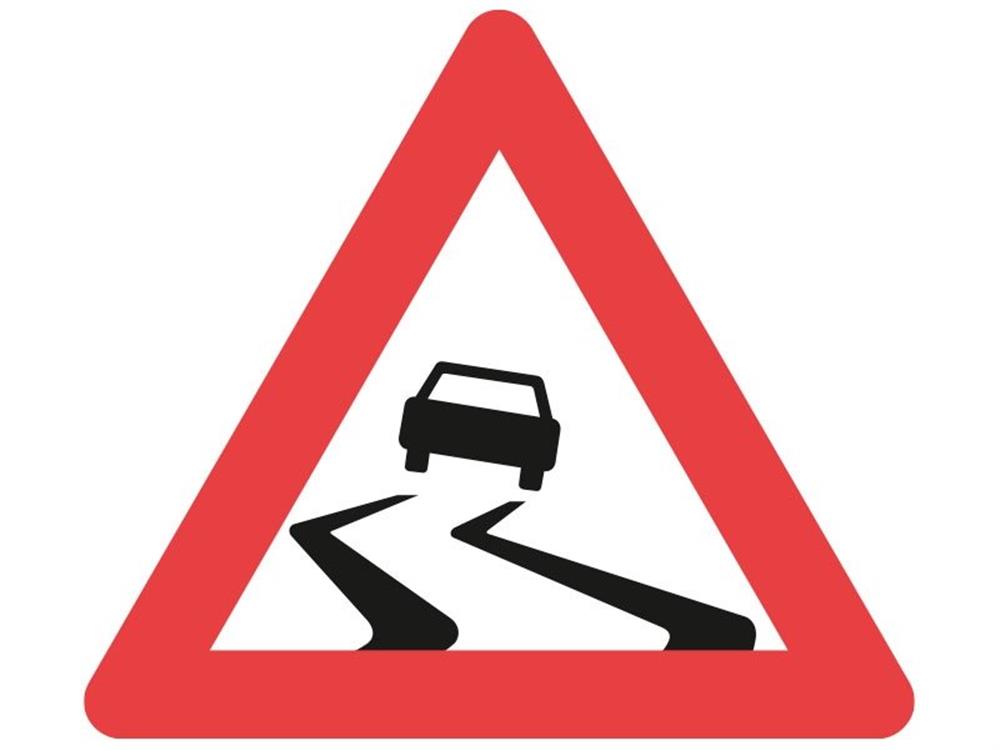 Warning Sign Slippery Road A31 - 70cm, 70cm
