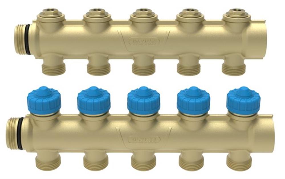 Wavin Comfia Distributor Set f/PE-RT - 20 mm, 3/4", 5PCS, brass