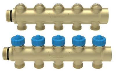 Wavin Comfia Distributor Set f/PE-RT - 20 mm, 3/4", 5PCS, brass
