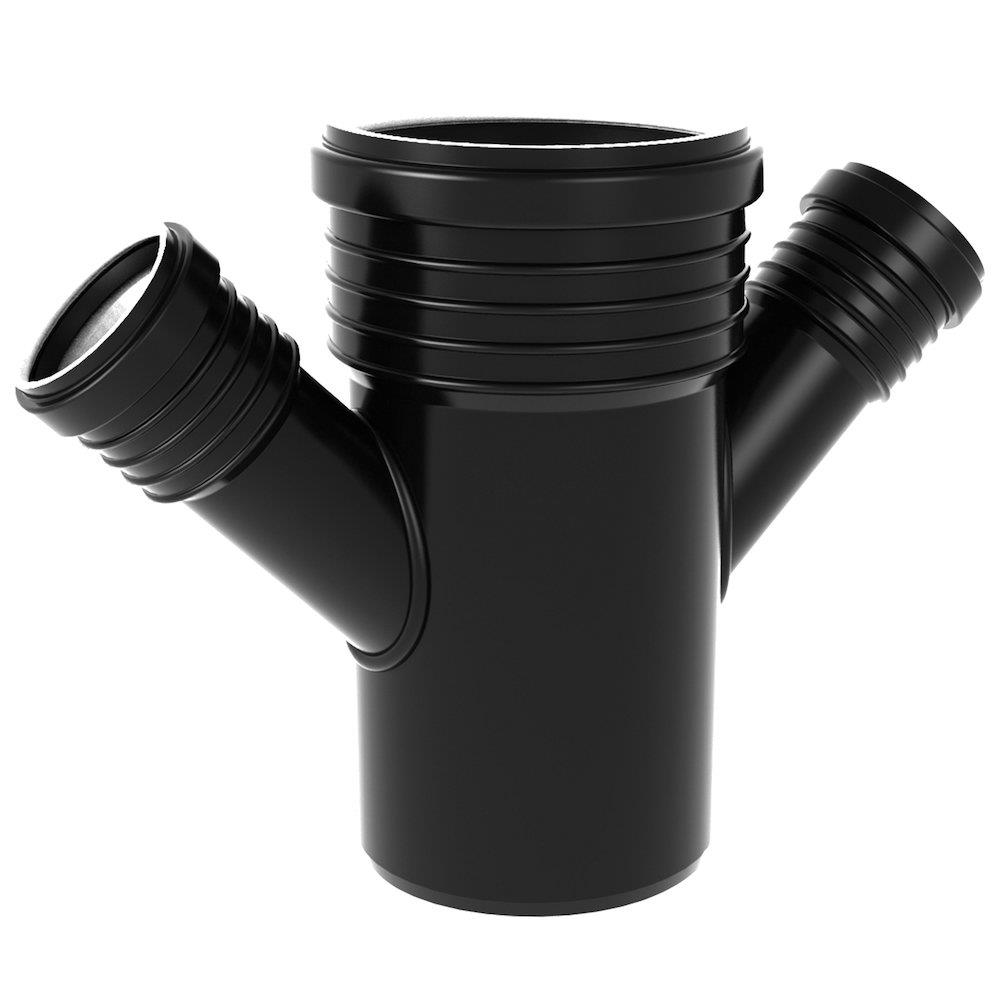 Wavin SiTech+ Corner Branch Pipe black PP - 90mm, 90mm, 45°, 50mm