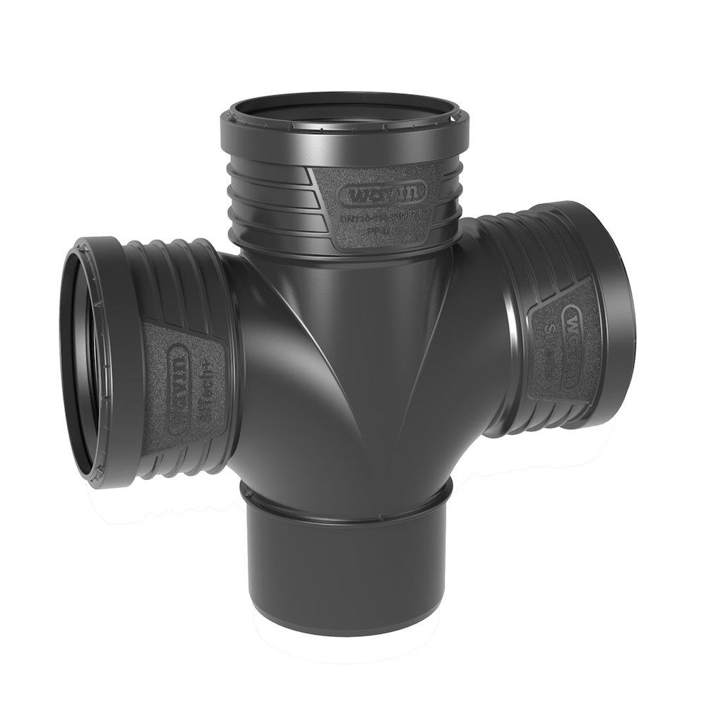 Wavin SiTech+ Double Branch Pipe black PP - 110mm, 110mm, 87.5gr, 110mm
