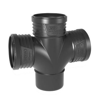 Wavin SiTech+ Double Branch Pipe black PP - 110mm, 110mm, 87.5gr, 110mm