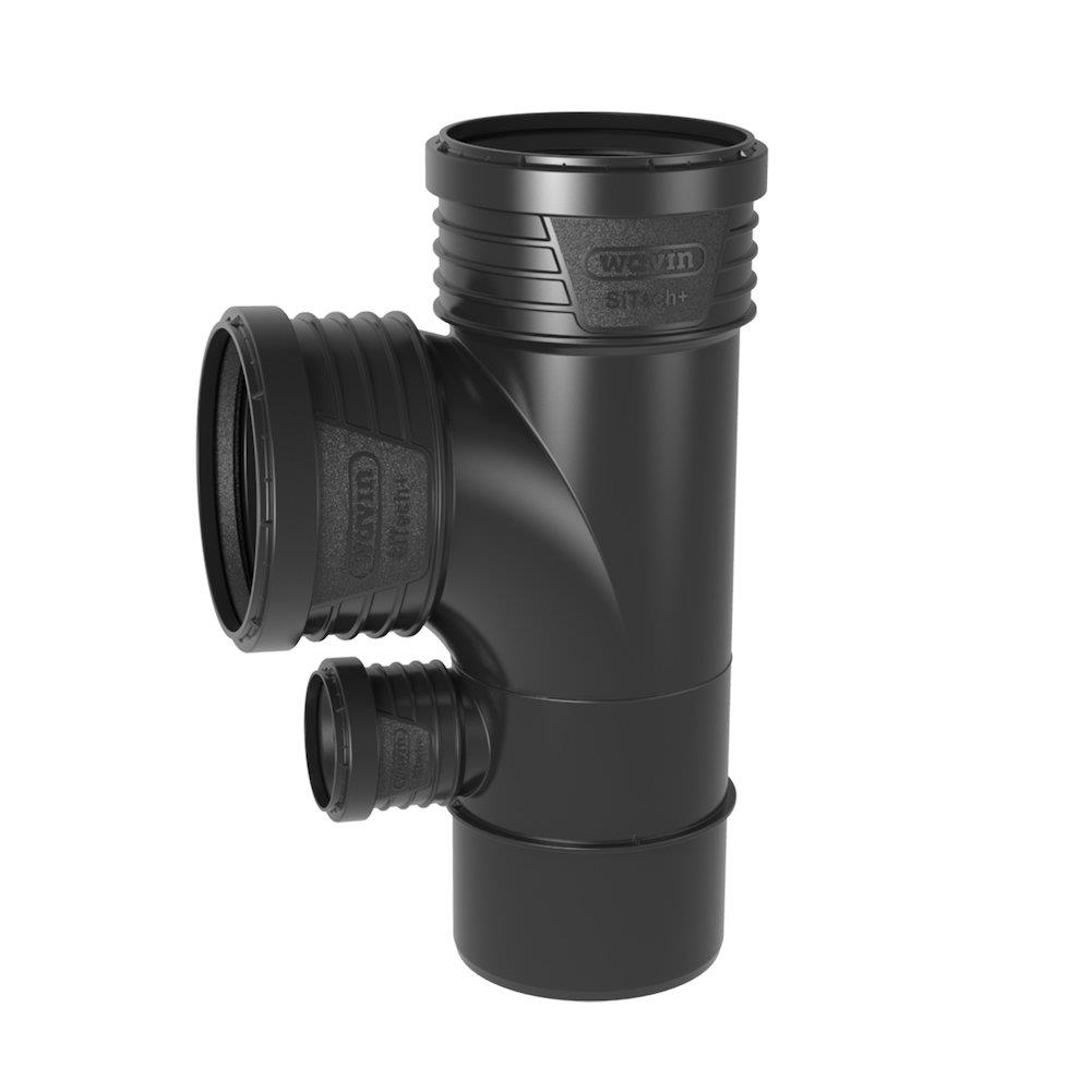 Wavin SiTech+ Shower Branch Pipe black PP - 90mm, 90mm, 87.5gr, 50mm