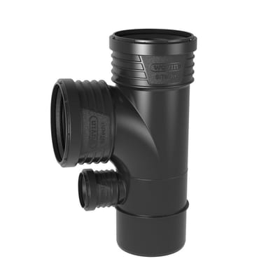 Wavin SiTech+ Shower Branch Pipe black PP - 90mm, 90mm, 87.5gr, 50mm
