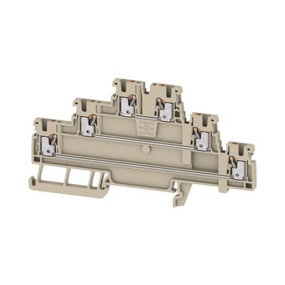 Weidmüller A3T 1.5 Through Terminal - 1.5 mm², beige, push-in connection, 6 terminals