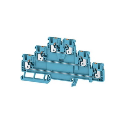 Weidmüller A3T 2.5 Through Terminal - 2.5 mm², blue, push-in connection, 6 connections