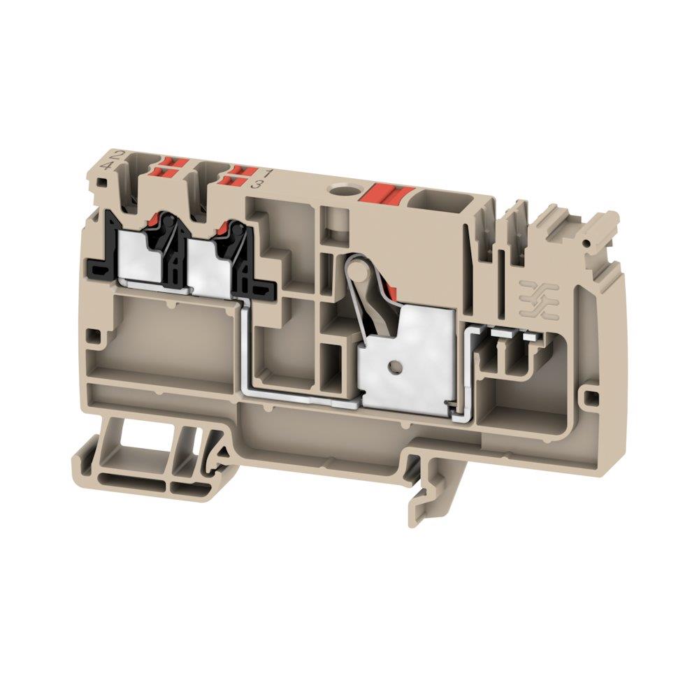 Weidmüller AAP12 Through Terminal - 10/4x2.5mm², Beige-Red, Push-in, 1 Connection