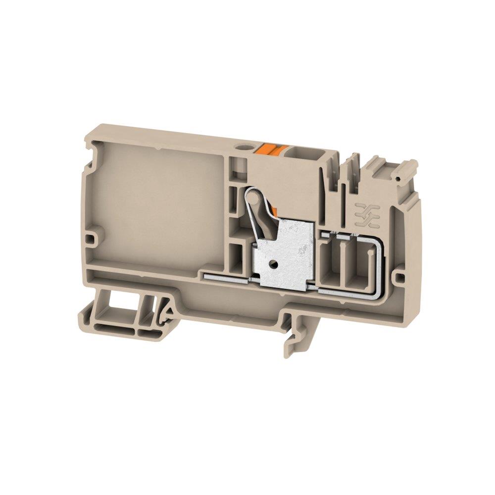 Weidmüller AAP12 10 LO Through Terminal - 10 mm², Beige/Orange, 2 Push-in Terminals